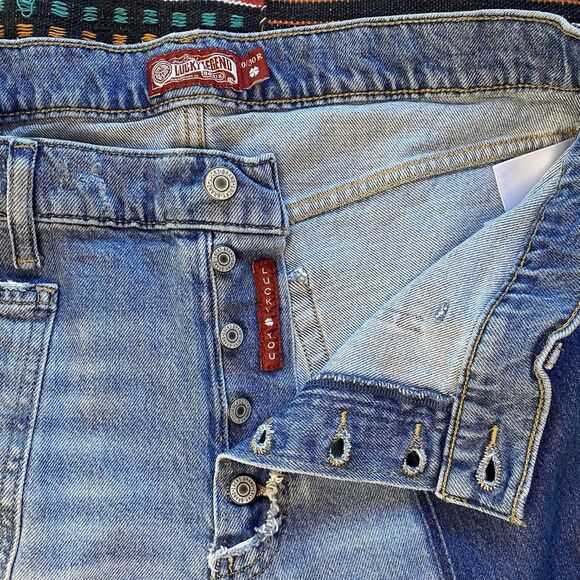 Lucky Brand Boy Mid Rise Relaxed Straight Patchwork Pants. Festival. Boho. 10/30 - Picture 11 of 16